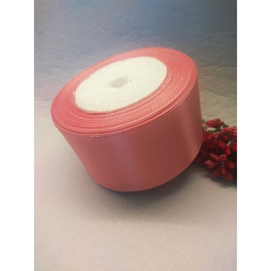 Ленты атласные однотонные 5 см цв. розовая пудра, цена за 5 м